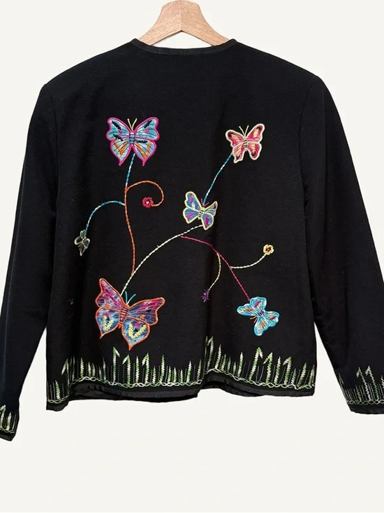 Drapers & Damons Embroidered Butterfly Jacket Petite M Cotton - Picture 4 of 7